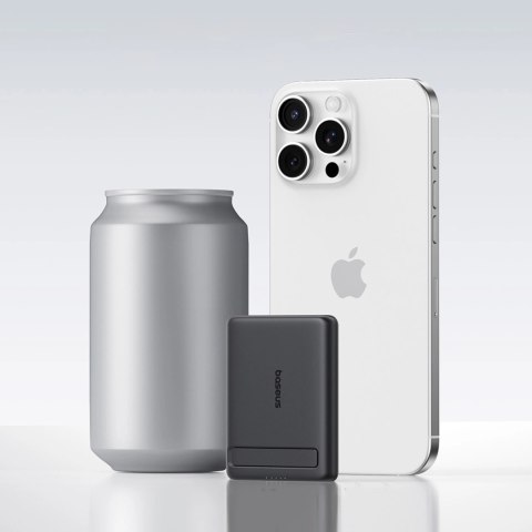 Powerbank Baseus PicoGo AM31 Qi2 5000mAh 20W kompatybilny z MagSafe z podstawką (z czarnym kablem Simple Braided USB-C - USB-C 3