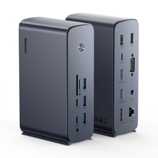 Stacja dokująca USB-C Baseus UnionJoy 2xHDMI4K@60Hz 1xDP4K@60Hz 3xUSB-A3.0 2xUSB-C3.0 2xUSB-A2.0 1xRJ45 PD PC 1xSD+TF 1x3.5mm mi
