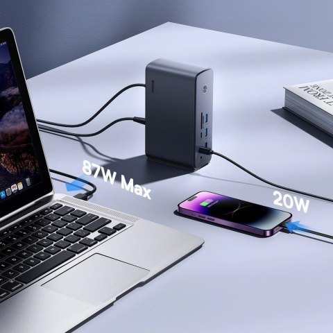 Stacja dokująca USB-C Baseus UnionJoy 2xHDMI4K@60Hz 1xDP4K@60Hz 3xUSB-A3.0 2xUSB-C3.0 2xUSB-A2.0 1xRJ45 PD PC 1xSD+TF 1x3.5mm mi