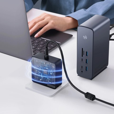 Stacja dokująca USB-C Baseus UnionJoy 2xHDMI4K@60Hz 1xDP4K@60Hz 3xUSB-A3.0 2xUSB-C3.0 2xUSB-A2.0 1xRJ45 PD PC 1xSD+TF 1x3.5mm mi
