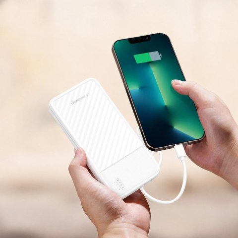Powerbank Wozinsky W11-W 10000mAh 10W z wbudowanymi kablami i latarką - biały