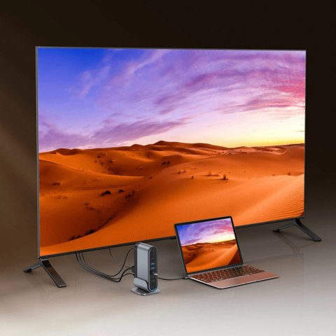 Stacja dokująca USB-C Baseus UnionJoy 2xHDMI4K@60Hz 1xDP4K@60Hz 3xUSB-A3.0 2xUSB-C3.0 2xUSB-A2.0 1xRJ45 PD PC 1xSD+TF 1x3.5mm mi