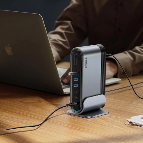 Stacja dokująca USB-C Baseus UnionJoy 2xHDMI4K@60Hz 1xDP4K@60Hz 3xUSB-A3.0 2xUSB-C3.0 2xUSB-A2.0 1xRJ45 PD PC 1xSD+TF 1x3.5mm mi
