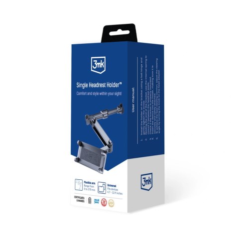 Uchwyt 3mk Single Headrest Holder samochodowy do telefonu na zagłówek pojedynczy - czarny