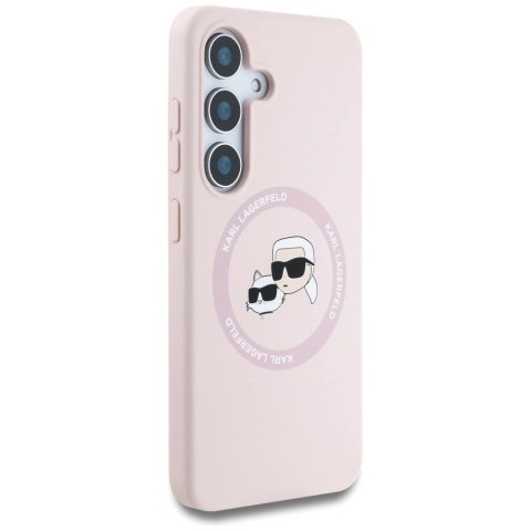 Etui Karl Lagerfeld Silicone Double Heads And Circle MagSafe Samsung Galaxy S25 różowy
