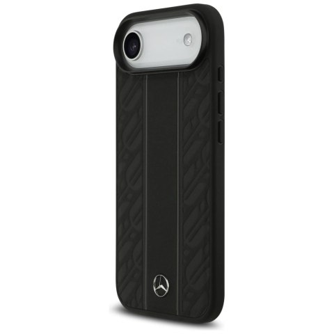 Etui Mercedes Leather Laurel Leaves Stripes MagSafe do iPhone 17 Air - czarne