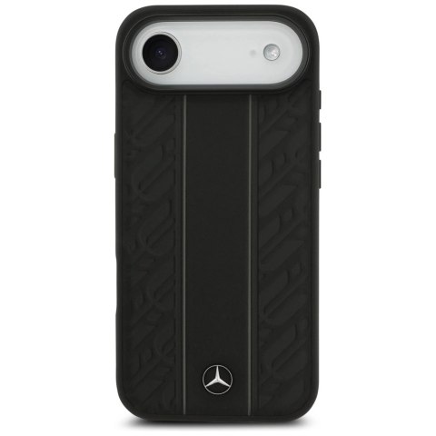 Etui Mercedes Leather Laurel Leaves Stripes MagSafe do iPhone 17 Air - czarne