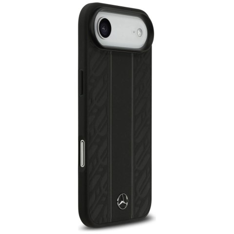 Etui Mercedes Leather Laurel Leaves Stripes MagSafe do iPhone 17 Air - czarne
