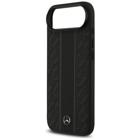 Etui Mercedes Leather Laurel Leaves Stripes MagSafe do iPhone 17 Air - czarne
