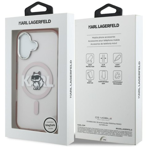 Karl Lagerfeld nakładka do iPhone 17 6,1" IML Choupette Sketch Logo MagSafe różowa