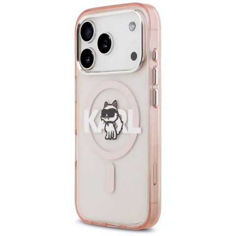 Karl Lagerfeld nakładka do iPhone 17 Pro 6,3" IML Choupette Sketch Logo MagSafe różowa