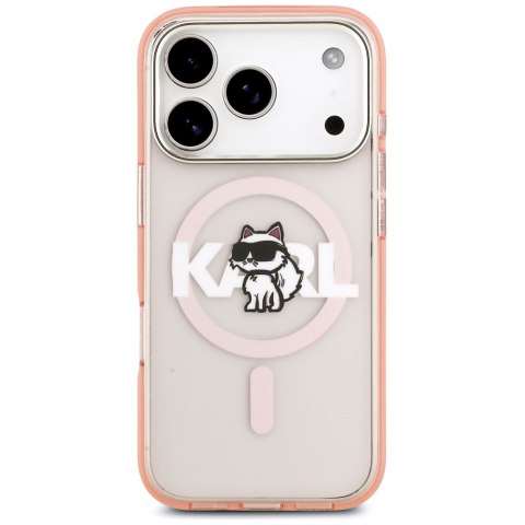 Karl Lagerfeld nakładka do iPhone 17 Pro 6,3" IML Choupette Sketch Logo MagSafe różowa