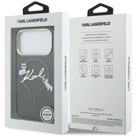 Karl Lagerfeld nakładka do iPhone 17 Pro 6,3" IML Choupettes Karl Script Logo MagSafe czarna