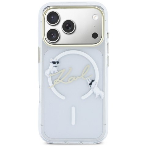 Karl Lagerfeld nakładka do iPhone 17 Pro 6,3" IML Choupettes Karl Script Logo MagSafe przezroczysta