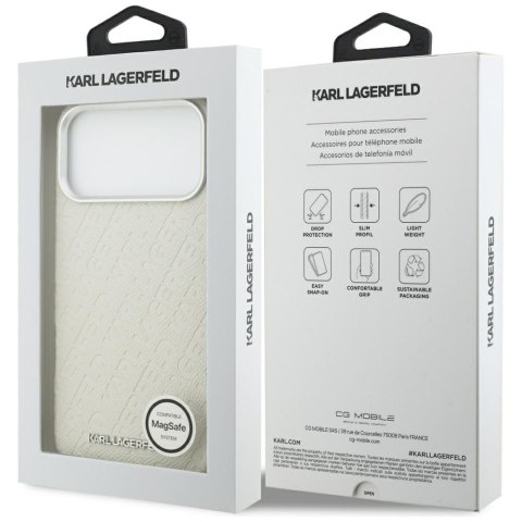 Karl Lagerfeld nakładka do iPhone 17 Pro Max 6,9" FW Stamped Karl MagSafe beżowa