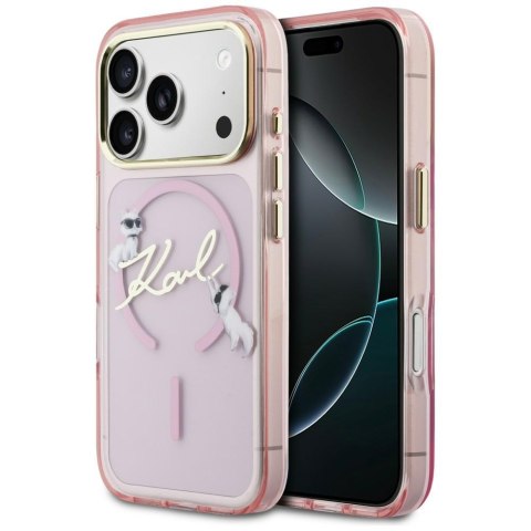 Karl Lagerfeld nakładka do iPhone 17 Pro Max 6,9" IML Choupettes Karl Script Logo MagSafe różowa