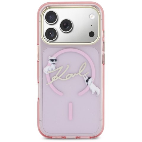 Karl Lagerfeld nakładka do iPhone 17 Pro Max 6,9" IML Choupettes Karl Script Logo MagSafe różowa