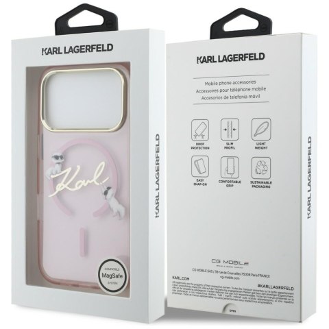 Karl Lagerfeld nakładka do iPhone 17 Pro Max 6,9" IML Choupettes Karl Script Logo MagSafe różowa