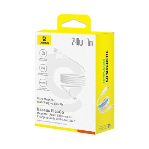 Baseus kabel PicoGo PD USB-C - USB-C 1,0m biały 240W magnetyczny