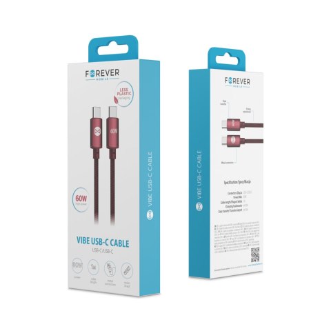 Forever kabel Vibe USB-C - USB-C1,0 m 60W burgund