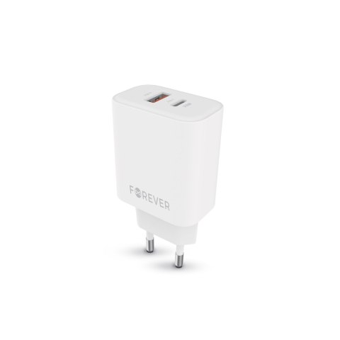 Forever ładowarka sieciowa GaN PD QC TC-09-33AC 1x USB-C + 1x USB 33W biała