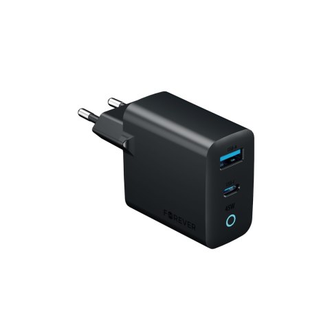 Forever ładowarka sieciowa GaN PD Vibe-TC45AC 1x USB-C 1x USB 45W ciemna szara