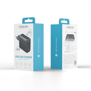 Forever ładowarka sieciowa GaN PD Vibe-TC45AC 1x USB-C 1x USB 45W ciemna szara