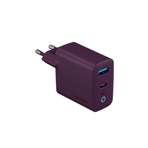 Forever ładowarka sieciowa GaN PD Vibe-TC45AC 1x USB-C 1x USB 45W ciemna wiśnia