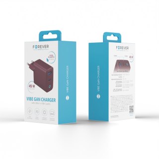 Forever ładowarka sieciowa GaN PD Vibe-TC45AC 1x USB-C 1x USB 45W ciemna wiśnia
