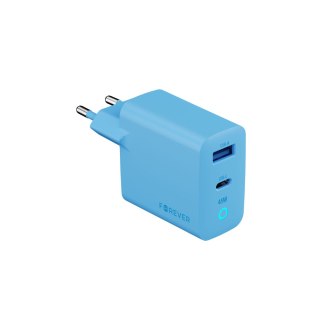 Forever ładowarka sieciowa GaN PD Vibe-TC45AC 1x USB-C 1x USB 45W jasnoniebieska