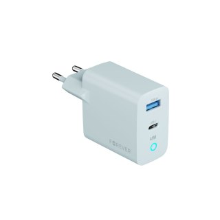 Forever ładowarka sieciowa GaN PD Vibe-TC45AC 1x USB-C 1x USB 45W srebrna