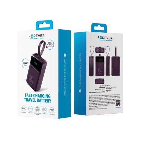 Forever power bank Vibe-TB65 PD QC 65W 20000 mAh ciemna wiśnia