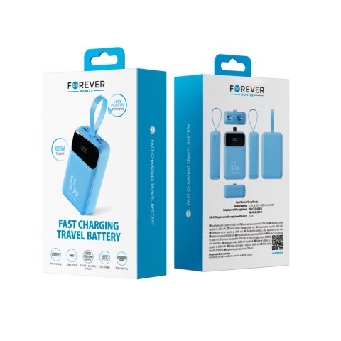 Forever power bank Vibe-TB65 PD QC 65W 20000 mAh jasnoniebieski