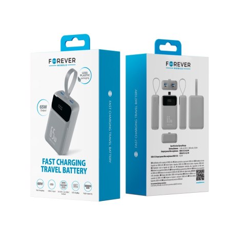 Forever power bank Vibe-TB65 PD QC 65W 20000 mAh srebrny