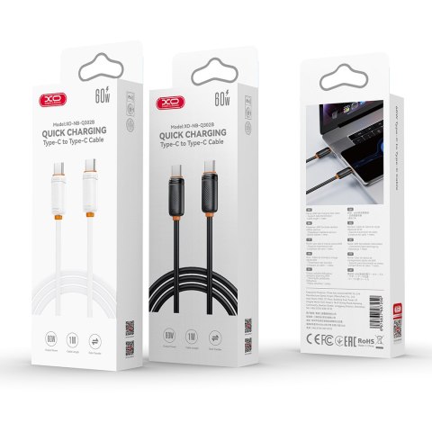 XO kabel NB-Q302B PD USB-C - USB-C 1,0m 60W biały