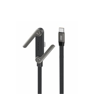 XO kabel NB-Q311 PD USB-C - USB-C 1,5m 240W czarny płaski z podstawką