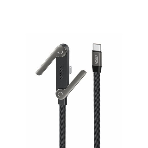 XO kabel NB-Q311 PD USB-C - USB-C 1,5m 240W czarny płaski z podstawką