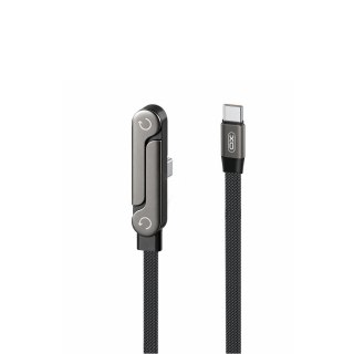 XO kabel NB-Q311 PD USB-C - USB-C 1,5m 240W czarny płaski z podstawką