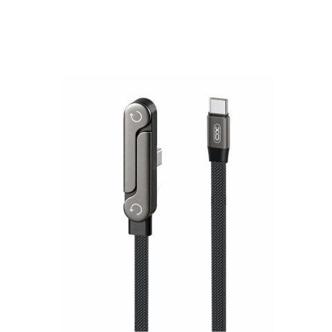 XO kabel NB-Q311 PD USB-C - USB-C 1,5m 240W czarny płaski z podstawką