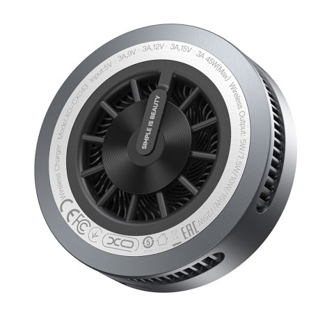 XO ładowarka bezprzewodowa indukcyjna QI2.2 CX043 magnetyczna 25W szara z LED i chłodzeniem