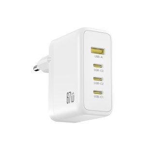 XO ładowarka sieciowa CE39 PD 67W 3x USB-C 1x USB biała