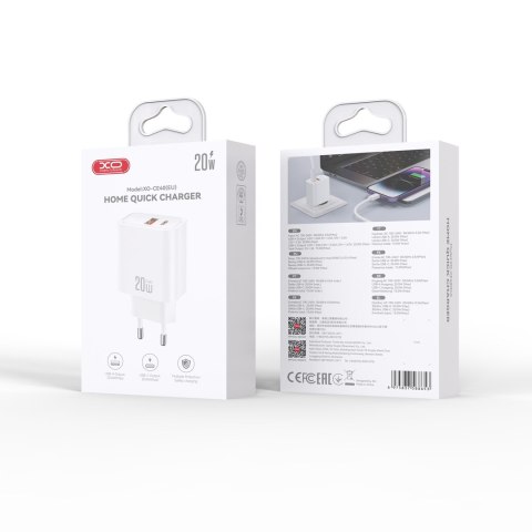 XO ładowarka sieciowa CE40 PD 20W 1x USB-C 1x USB biała