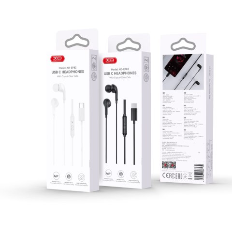 XO słuchawki przewodowe EP82 USB-C dokanałowe czarne