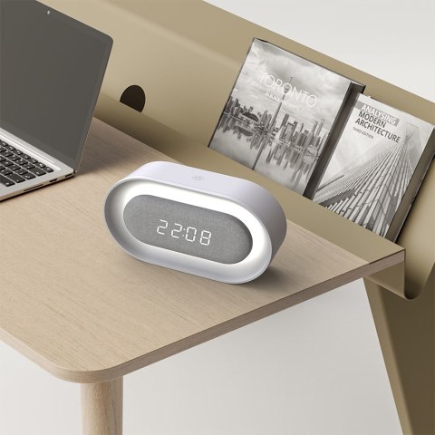 Budzik z nocną lampką LED PURE FNL-07 AKSEL biały podłużny Forever Light