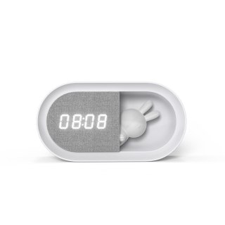 Budzik z nocnym króliczkiem LED PURE FNL-05 INGRID biały podłużny Forever Light