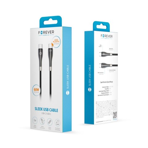 Forever kabel Sleek USB-C - USB-C 2,0 m 60W czarny Forever kabel Sleek USB-C - USB-C 2,0 m 60W czarny