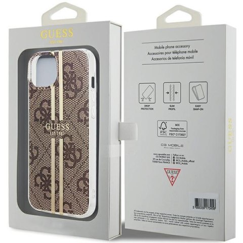 Guess nakładka do iPhone 15 Plus 6,7" GUHCP15MH4PSEGW brązowa HC IML 4G GOLD STRIPE Guess nakładka do iPhone 15 Plus 6,7" GUHCP15MH4PSEGW brązowa HC IML 4G GOLD STRIPE