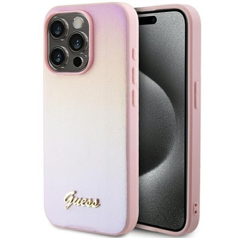 Guess nakładka do iPhone 15 Pro 6,1" GUHCP15LPSAIRSP różowa HC PU SAFFIANO IRIDESCENT SCRIPT Guess nakładka do iPhone 15 Pro 6,1" GUHCP15LPSAIRSP różowa HC PU SAFFIANO IRIDESCENT SCRIPT