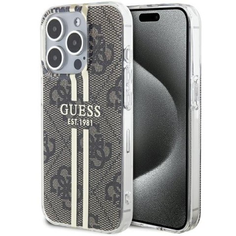 Guess nakładka do iPhone 15 Pro Max 6,7" GUHCP15XH4PSEGW brązowa HC IML 4G GOLD STRIPE Guess nakładka do iPhone 15 Pro Max 6,7" GUHCP15XH4PSEGW brązowa HC IML 4G GOLD STRIPE