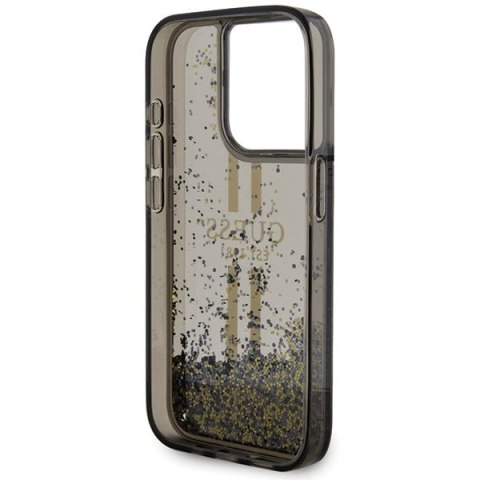 Guess nakładka do iPhone 15 Pro Max 6,7" czarna HC LIQ. GLITTER GOLD STRIPES Guess nakładka do iPhone 15 Pro Max 6,7" czarna HC LIQ. GLITTER GOLD STRIPES